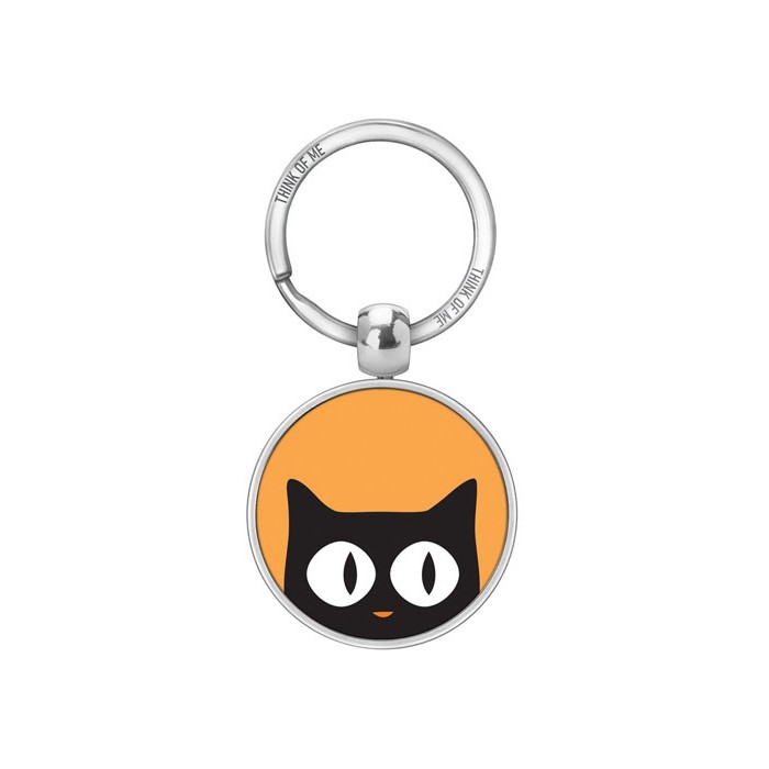 Thinkofme Μπρελόκ 3,6Cm Μαύρη Γάτα Σε Μουσταρδί Φόντο