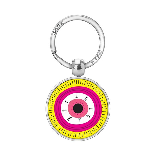 THINKOFME Μπρελόκ 3,6cm Γούρι Μάτι Κίτρινο-Ματζέντα