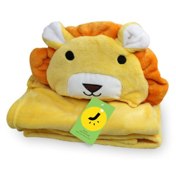 Cartoon Παιδική Πετσέτα Μπάνιου Κίτρινο Λιονταράκι Λευκά Αυτάκια