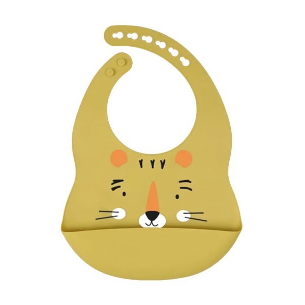 Animals Παιδική Σαλιάρα Σιλικόνης Κίτρινο Λιονταράκι