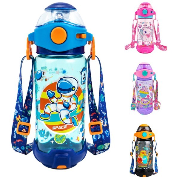 Cool Παιδικό Παγούρι Πλαστικό Με Λουράκι Vest 650ml 8,6x8x22,3cm Φούξια Γατούλα