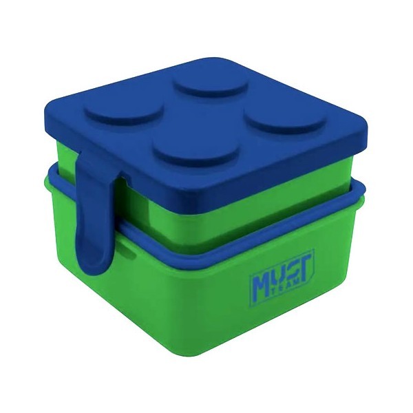 Lego Φαγητοδεοχείο 850ml + 500ml Με κουτάλι 15x15x10,8cm Must Γαλάζιο-Φούξια