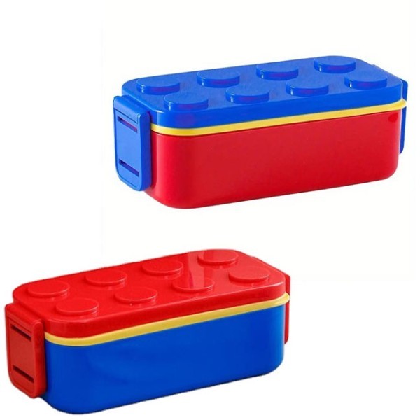 Legos Σετ Δοχείο Φαγητού Πλαστικό Σε Δύο Χρώματα 20.8x16x9.9cm Κόκκινο Μπλε Καπάκι