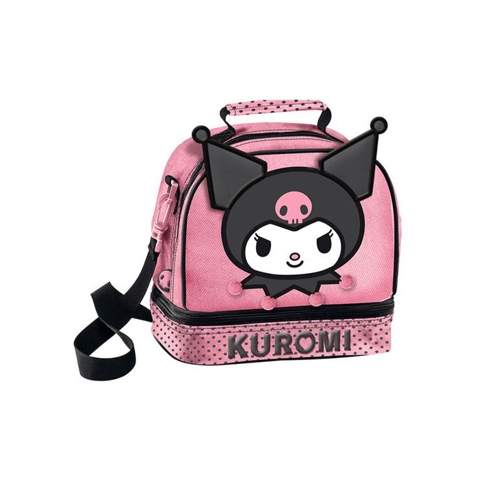 Kuromi Face Ροζ Τσαντάκι Φαγητού με 2 Λαβές 