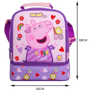 Peppa Pig Ισοθερμικό Τσαντάκι Φαγητού Super Cool με 2 Θήκες 22x16x28cm
