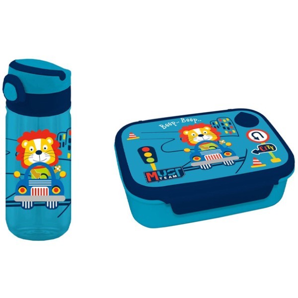 Must Φαγητοδοχείο 800ml Με Παγούρι 500ml Αλουμινίου Happy Trip