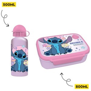 Must Φαγητοδοχείο 800ml Με Παγούρι 500ml Αλουμινίου Lilo&Stitch