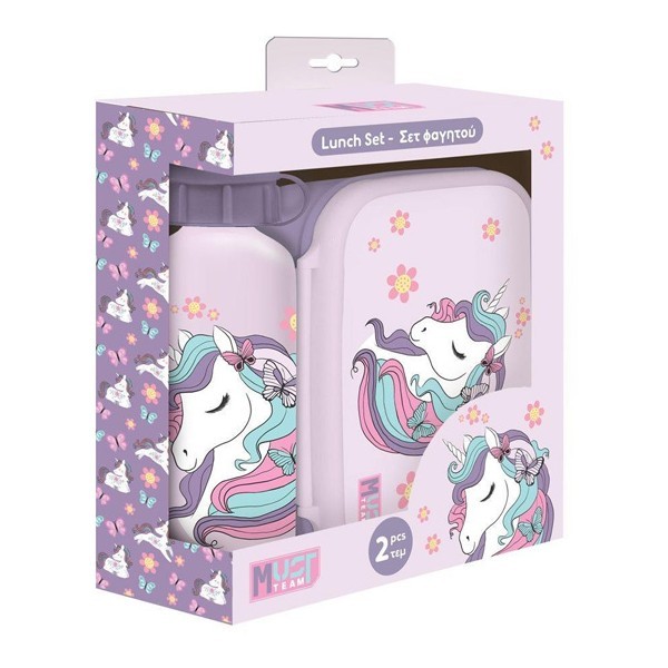Must Φαγητοδοχείο 800ml Με Παγούρι 500ml Αλουμινίου Unicorn
