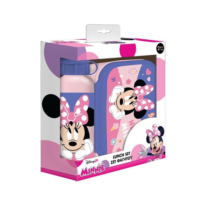 Minnie Σετ Φαγητοδοχείο 800ml Με Παγούρι Αλουμινίου 500ml