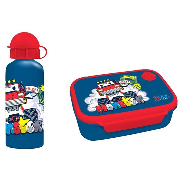 Must Φαγητοδοχείο 800ml Με Παγούρι 500ml Αλουμινίου Monster Truck