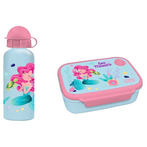 Must Φαγητοδοχείο 800ml Με Παγούρι 500ml Αλουμινίου Mermaid