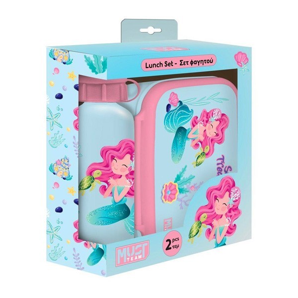 Must Φαγητοδοχείο 800ml Με Παγούρι 500ml Αλουμινίου Mermaid