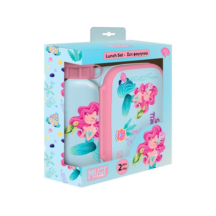 Must Φαγητοδοχείο 800ml Με Παγούρι 500ml Αλουμινίου Mermaid