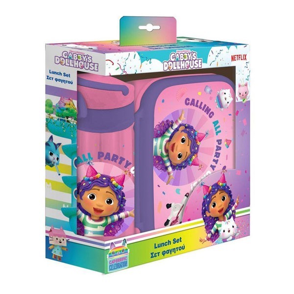 Gabby's Dollhouse Σετ Φαγητοδοχείο 800ml με Παγούρι 500ml