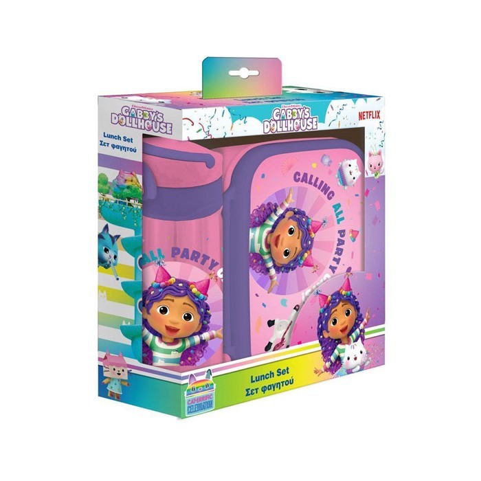 Gabby's Dollhouse Σετ Φαγητοδοχείο 800ml με Παγούρι 500ml