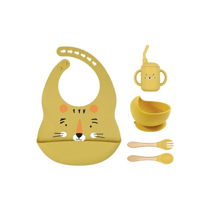 Animals Παιδικό Σετ Φαγητού Σιλικόνης 5 Τεμάχια