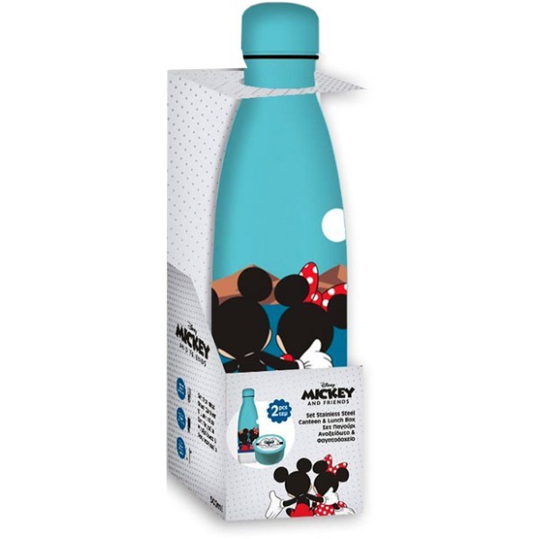 Mickey Minnie Σετ Φαγητοδοχείο 130ml και Ανοξείδωτος Θερμός 500ml In Love