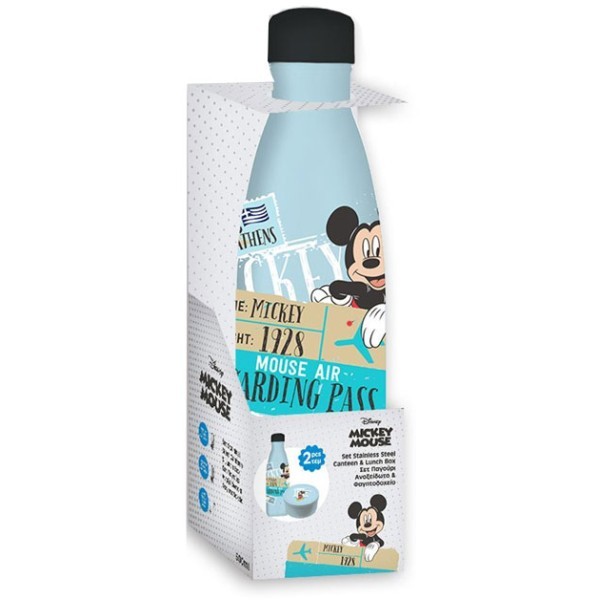 Mickey Σετ Φαγητοδοχείο 130ml και Ανοξείδωτος Θερμός 500ml Hello Greece