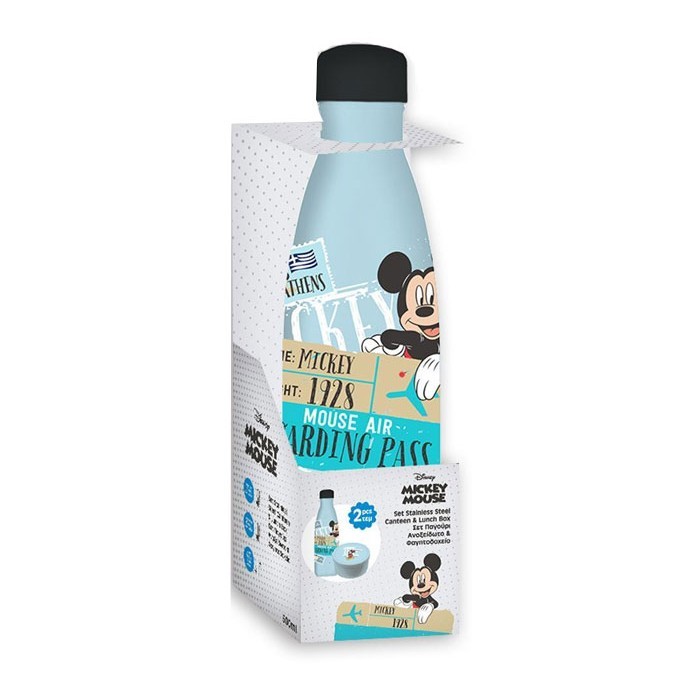 Mickey Σετ Φαγητοδοχείο 130ml και Ανοξείδωτος Θερμός 500ml Hello Greece