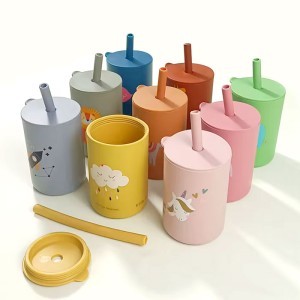 Kids Fashion Παιδικό Παγούρι Σιλικόνης Με Καλαμάκι