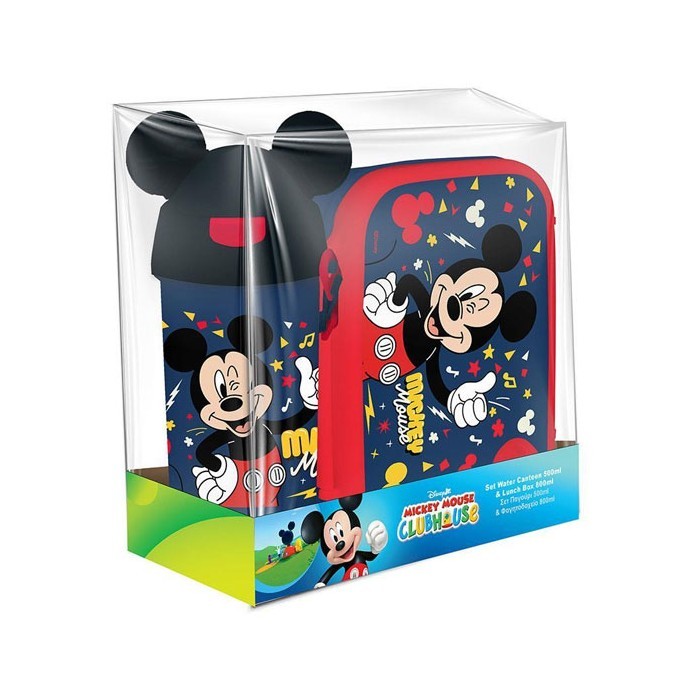 Mickey Mouse Φαγητοδοχείο PP 800ml & Παγούρι Πλαστικό 500ml