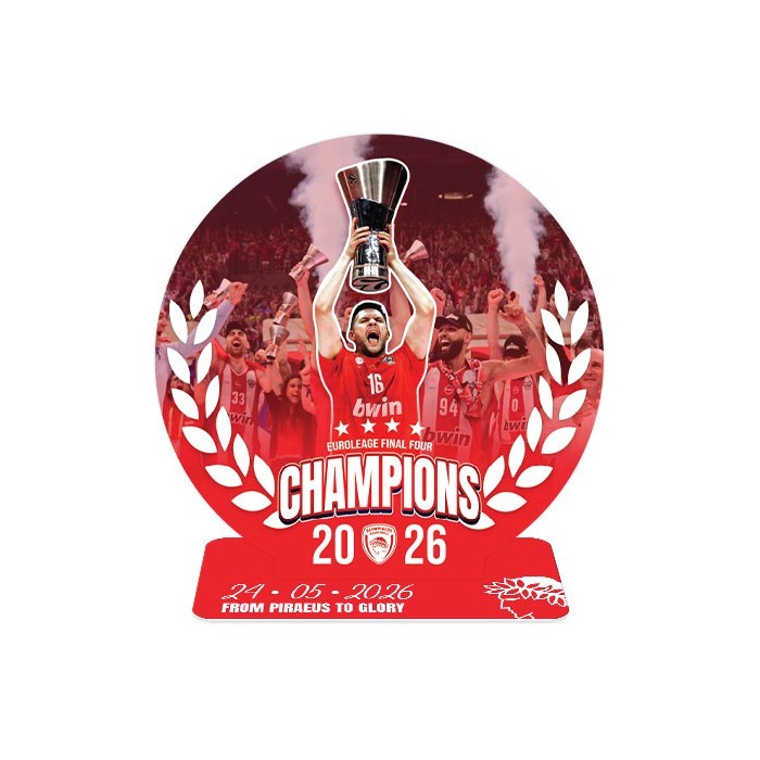 Ολυμπιακός Euroleague 2026 Διακοσμητικό Plexiglass 25x25cm