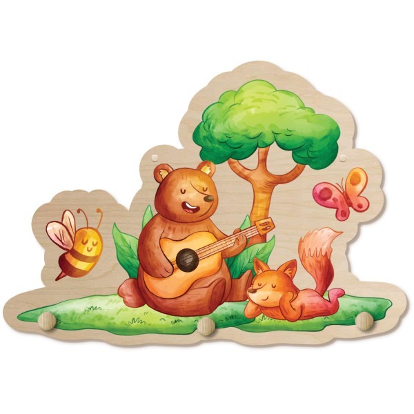 Singing Bear Κρεμάστρα Τοίχου με Ζωάκια του Δάσους 56x39cm