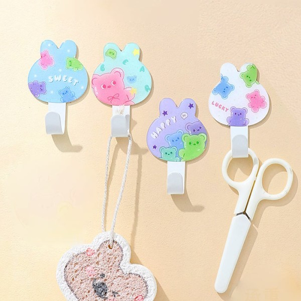 Bear Hook Αυτοκόλητος Γάτζος Τοίχου Αρκουδάκια Μωβ Γαλάζιο