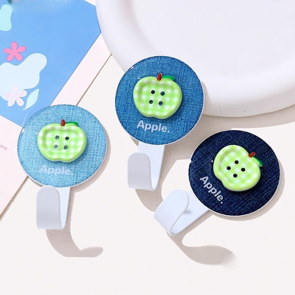 Apple Button Hook Αυτοκόλλητος Γάτζος Τοίχου Τζιν Γαλάζιο Μπλε Σκούρο