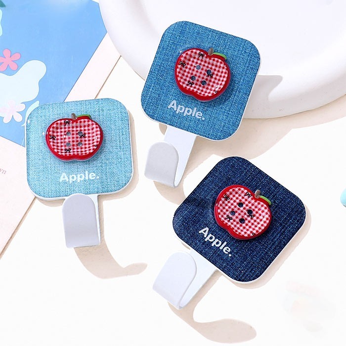 Red Apple Button Κρεμάστρα Αυτοκόλλητη Τοίχου Τζιν 