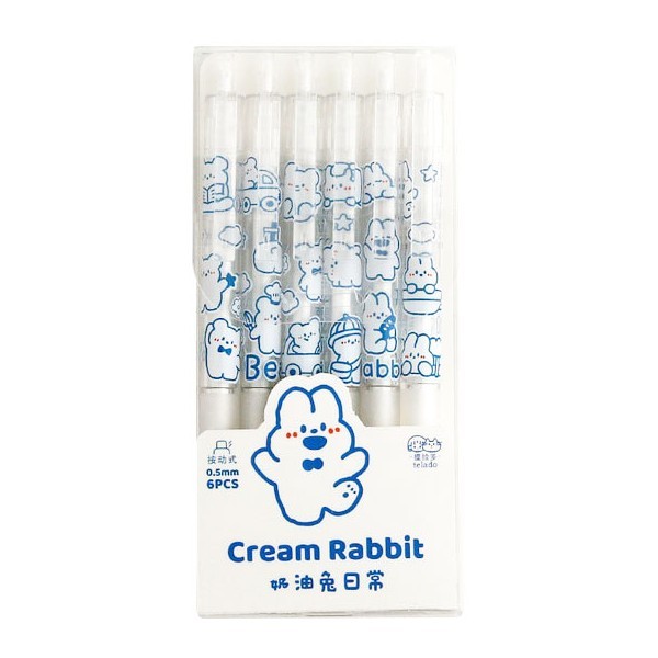Rabbit Παιδικό Στυλό Gel 0.5mm Σετ 6 Τεμαχίων 6,6x14,2cm