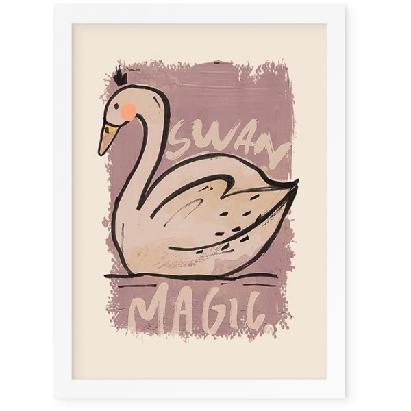 Magic Swan Poster Με Λευκή Ξύλινη Κορνίζα 15x20cm
