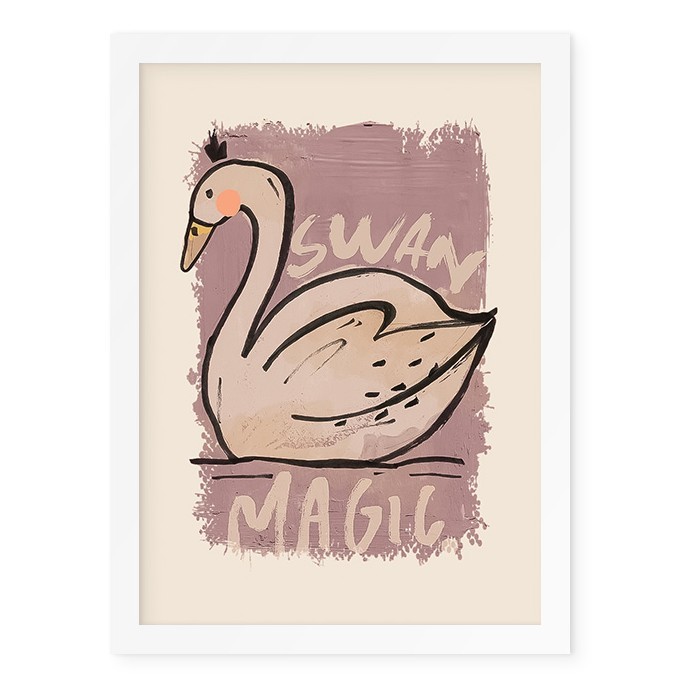 Magic Swan Poster Με Λευκή Ξύλινη Κορνίζα 15x20cm
