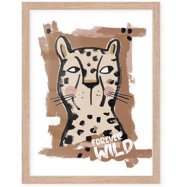 Cute Leopard Poster Με Ξύλινη Φυσική Κορνίζα 30x40cm