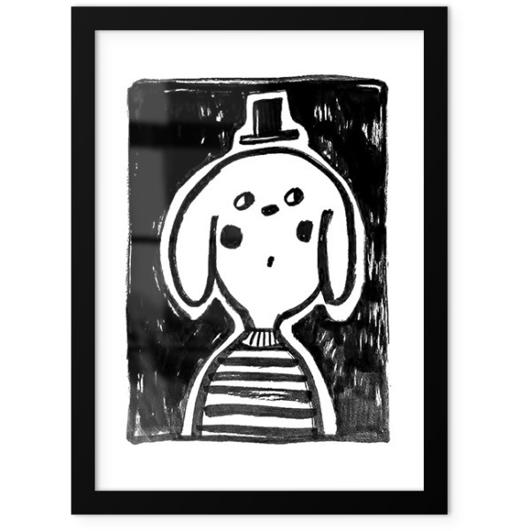 Ασπρόμαυρος Σκύλος Poster Με Μαύρη Ξύλινη Κορνίζα 15x20cm
