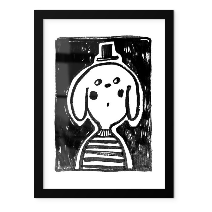 Ασπρόμαυρος Σκύλος Poster Με Μαύρη Ξύλινη Κορνίζα 15x20cm