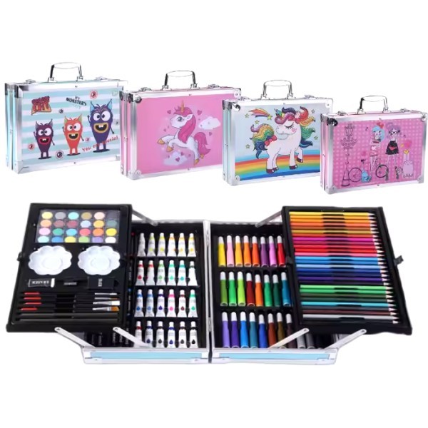 Drawing Kit Βαλιτσάκι με Σύνεργα Ζωγραφικής 145τμχ Μπλε Μονόκερος