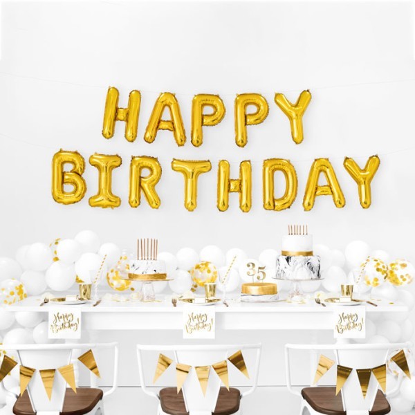 Happy Μπαλόνια Happy Birthday Χρυσό 13 Τεμάχια 40cm