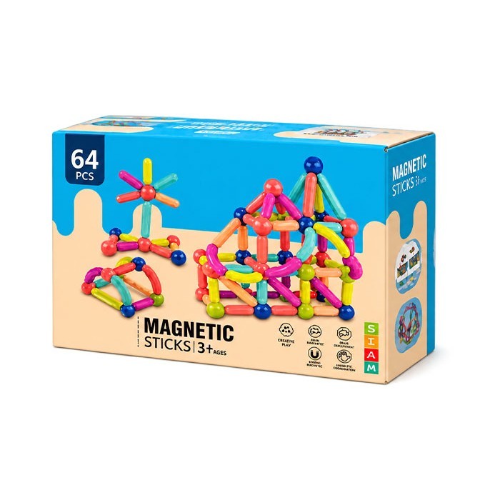 Magnetic Sticks Εκπαιδευτικό Μαγνητικό Παιχνίδι 64 Τεμ 3+