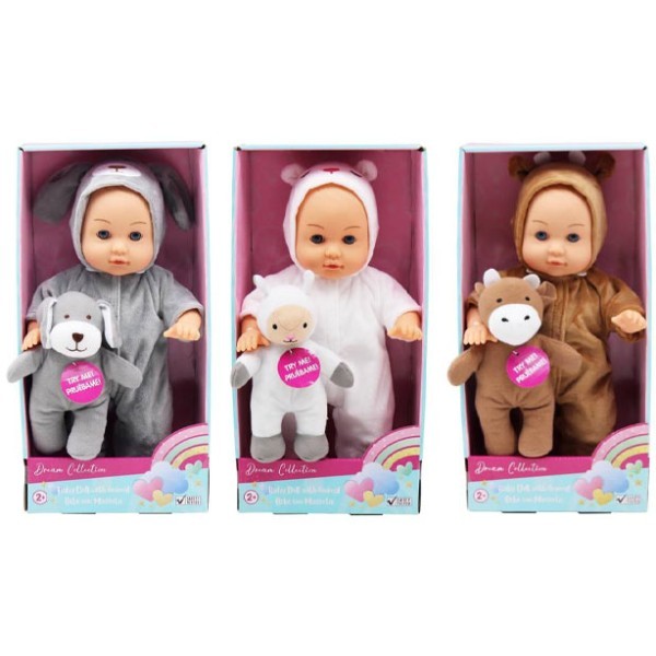 Luna Κούκλα Μωρό 30,5cm Με Ζωάκι Και Ήχο Καφέ