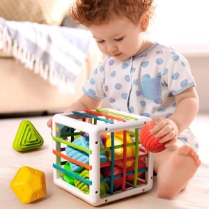 Cubo Εκπαιδευτικό Παιχνίδι Montessori Για Μωρά 6+ Μηνών Σετ 7 Τεμαχίων 14x14x14cm