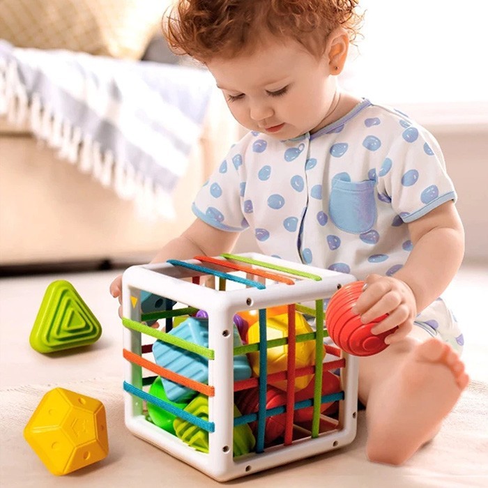 Cubo Εκπαιδευτικό Παιχνίδι Montessori Για Παιδιά 18+ Μηνών Σετ 7 Τεμαχίων 14x14x14cm
