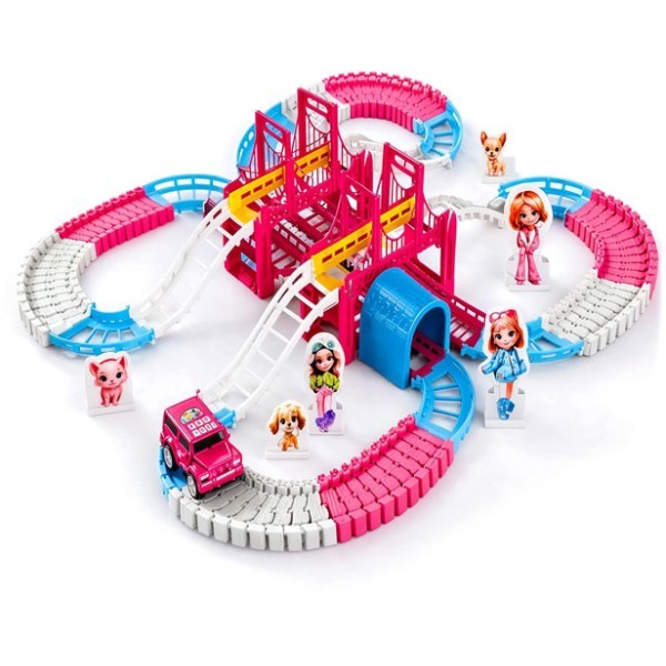 Pink Track Park Παιδικός Αυτοκινητόδρομος με Αυτοκινητάκι 30 τμχ   