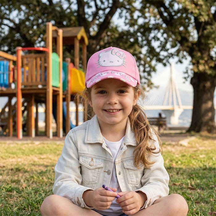 Hello Kitty Καπέλο Παιδικό Τζόκευ UV Protection Φ48-50cm