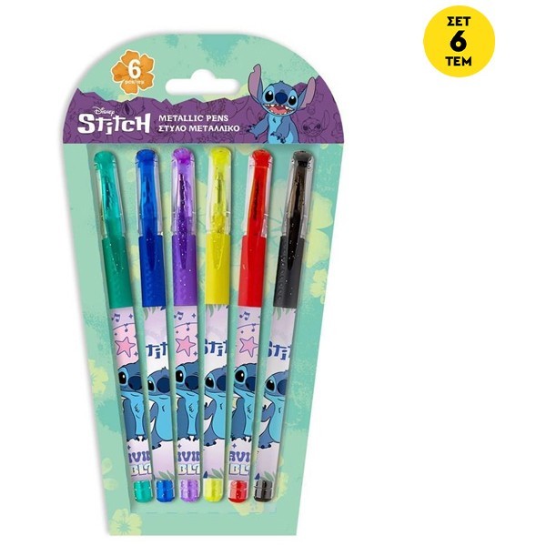 Stitch Στυλό Μεταλλικό Σετ 6 Τεμαχίων