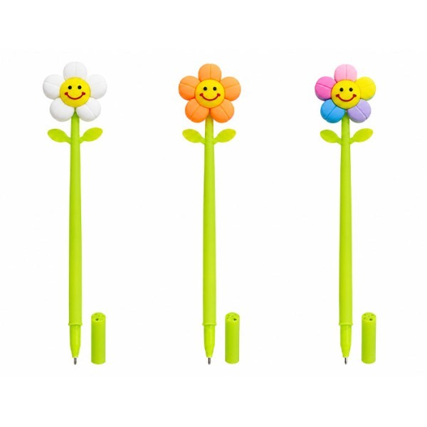 Smile Flower Στυλό Gel Μαύρης Γραφής Πορτοκαλί
