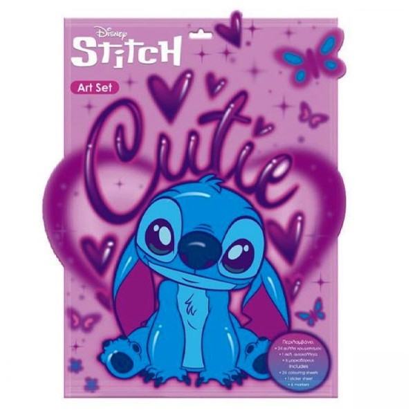Stitch Προσχεδιασμένες Σελίδες Χρωματισμού 24 Φύλλα Αυτοκόλλητα + 6 Μαρκαδόροι