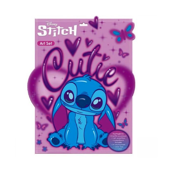 Stitch Προσχεδιασμένες Σελίδες Χρωματισμού 24 Φύλλα Αυτοκόλλητα + 6 Μαρκαδόροι