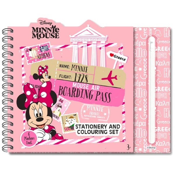 Minnie Μπλοκ Χρωματισμού Με Μαρκαδόρους & Κασετίνα Σετ 38 Τεμ Hello Greece