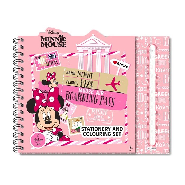 Minnie Μπλοκ Χρωματισμού Με Μαρκαδόρους & Κασετίνα Σετ 38 Τεμ Hello Greece